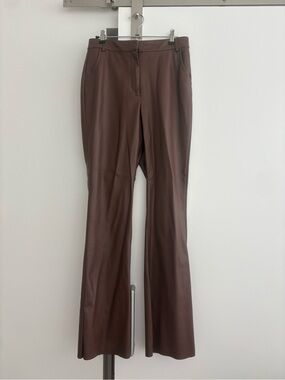 Meshki Chocolate Brown Faux Leather Flare Trousers